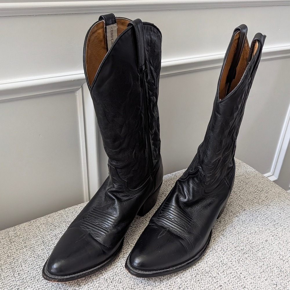 Cody James Mens Black Leather Western Cowboy Boots Pointed Toe Size 12 - Picture 3 of 11